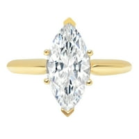 2,5 karatni zaručnički prsten od bijelog safira u markiznom rezu od 18 karatnog žutog zlata, veličine 8,25
