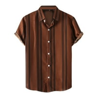 Muška ljetna ležerna majica s printom, bluza s prugama, bluza s printom, Kratki rukavi, odbijeni ovratnik, modna