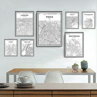 Sunsunrise London New York World City Black White Map plakat platno Slikanje uređenja doma