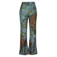 ; / Ženske uske hlače s džepovima, Cvjetni print, retro odjeća s elastičnim strukom, ljetne udobne hlače, Ležerne