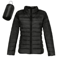Ženske vrhove zimske žene tople lagane jakne zimske čvrste boje bez kapuljača Slim Ourterwear, Crna, S