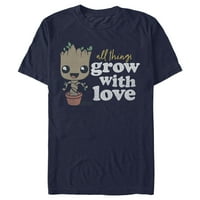 Muški čuvari galaksije Groot All Things rastu s ljubavnim grafičkim tinejdžerskim mornarsko plavim