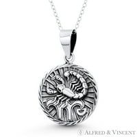 Astrološki šarm horoskopskog znaka Škorpion i ogrlica od oksidiranog srebrnog lanca. Sterling srebro