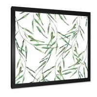 DesignArt 'tropska zelena lišća na bijeloj boji u ljeto ii' tropska uokvirena umjetnički tisak