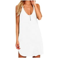 WeFuesd Womens Modna haljina za žene ženske suncokretove print o-Neck bez rukava bluza modni tenk haljina bijela