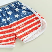 Komplet kratkih hlačica za dječake za Dan neovisnosti, Majica Bez rukava s printom slova s elastičnim pojasom,