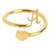 Modni prstenovi u obliku srca, početni prsten za otvaranje slova, podesivi ženski prsten, poklon za žene, zlato