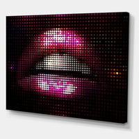 DesignTart 'Detalji pikellated Pink Woman Lips' Modern Canvas Wall Art Print