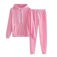 Ecqkame Women Fall Winter Set Fashion Casual Tracksuit Clearment Clean's Casual Solid Hod Shed String labavi vrhovi