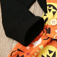 LicePiee Toddler Girl Halloween Outfit Crna majica s dugim rukavima + suknja za print za tisak bundeve