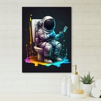 Astronaut koji sjedi na wc -u i II platno zidna umjetnost