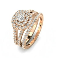 Certificirani Set dijamantnih zaručničkih prstenova s dijamantnim jastukom od 92 karata od ružičastog zlata od