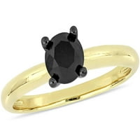 Crni dijamantni prsten od 14k žutog zlata od 14k