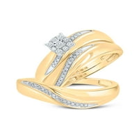 10kt žuto zlato njegov njezin okrugli dijamantski klaster koji odgovara vjenčanom setu cttw
