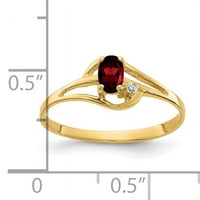 Prsten od žutog zlata od 5 karata s ovalnim granatom i dijamantom