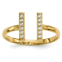 14k dijamantni prsten od punog žutog zlata s dvostrukom šipkom, veličina remena