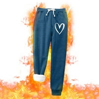 Povremene hlače za žene trendi plišane tople krute s džepovima držite hlače hlače visoki struk rastezljive toplinske