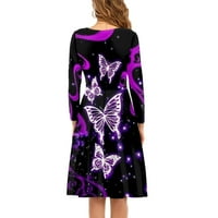 Ženska haljina u veličini A. H. nova rastezljiva haljina sa šljokicama i leptirima lagana ljubičasta haljina do