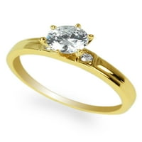 Žensko žuto zlato 10k, 1,1 Karat okruglo u NUMBERU, otmjeni zaručnički prsten za pasijans, veličina 4-10