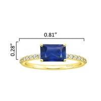 V Nakit® Sterling Silver s plavim safirom i bijelim zaručničkim prstenom za žene za žene