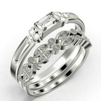 Klasični minimalist 2. Carat Baguette izrezan dijamantni zaručnički prsten Moissanite, podijeljeni vjenčani prsten