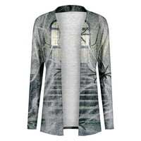 Kardigans za žene trendovska moda moda otvorena prednja tiskana džempera lagane tanke jakne za žene