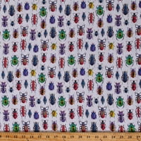 Pamučne bube kukci kukci, šarene životinje, jeziva puzavica, jedinstvena, otisak na bijeloj pamučnoj tkanini u