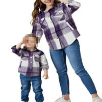 Obiteljska odjeća za roditelje-kid kaputa Obiteljska odjeća karirana mama dugih rukava i jakni s gumbom na jaknu