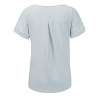 Ženske casual pamučne i lanene obične majice s okruglim vratom s kratkim rukavima, bluze Na vrhu