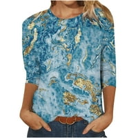 Kontrastna majica za žene, Plus size bluza od tunike, vrhovi s krpicama, Ženska odjeća s dugim rukavima s cvjetnim