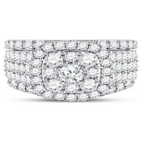Čvrsto 14K bijelo zlato okrugli dijamantni svadbeni zaručnički zaručnički pojas set 3- ct. - Veličina 7