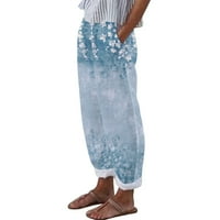 Wendunide casual hlače za žene, ženske hlače ispis s džepovima dugim hlačama pamuka ležerne hlače s visokim ravnim