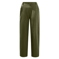Leesechin hlače za žene Clearces casual solidne džepove u boji Elastični struk Udobne ravne hlače