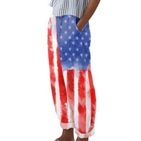 Hlače za žene Dan neovisnosti Dan američke zastave ispisuje hlače vrećaste elastične hlače s strukom široke noge