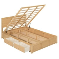 Drveni krevet na platformi u punoj veličini s ladicama za odlaganje, drveni okvir kreveta za odlaganje s uzglavljem,