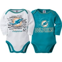 Miami Dolphins Boys Boys set dugih rukava, 2-pack