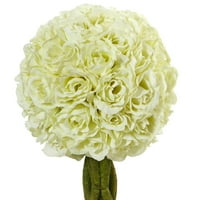 Gotovo prirodni 13in. Biljka umjetne ruže u bijelom pletenom loncu, set od 2