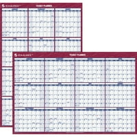 Jednostavan za korištenje 2-smjerni horizontalni laminirani vertikalni zidni kalendar, u, Siječanj-Prosinac, crveno-plava