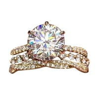 Zlato, dijamanti, cirkoni, zaručnički prsten s tri prigodna prstena