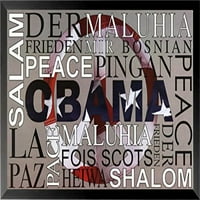 KupitARFELES uokviren Obama - Mir Zachary Brazdis Art Print plakat Barack Obama Mir Saings Collage Mir znak
