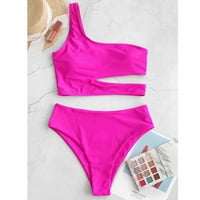 PhoneSoap Ženski bikini s visokim strukom kontrola trbuha s dva kupaći kostim tankini ružičasta