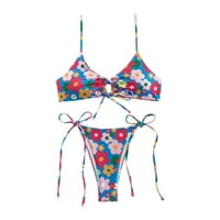 Povrati Ženski kupaći kostim bikini na naramenice, kupaći kostim sa slatkim cvjetnim printom, odjeća za plažu