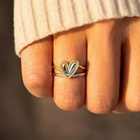 Dvodijelni ženski prsten od legure, nepravilni prsten za izdubljivanje srca za prst, nakit za poklon za Majčin