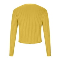 Napravite Dan očeva,u jesenskom ležernom jednobojnom džemperu s dugim rukavima, ženski preveliki kardigan, žuta