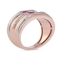 Carski dragulj ružičasto zlato 10k Rubin okruglog reza s dijamantom od 18K muški prsten