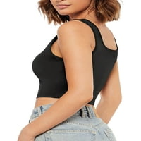 Ženske majice s kratkim rukavima bez rukava s printom leptira ljetni crop top seksi bluza pulover za zabavu crni