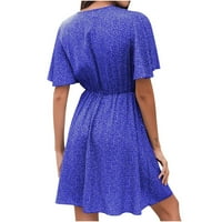 Ženske sunčeve za ljetne ležerne maxi haljine za žene koje teku FIT FIT & FLARE DRESS BLUE XL