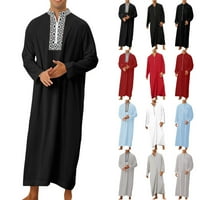 Muške košulje ljetne grafičke Arapske Ležerne široke haljine s dugim rukavima s džepovima karirane majice s printom