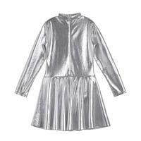 Tiaobug Kids Girls Metallic Dugi rukavi balet ples leotard ledeni figura klizačka haljina