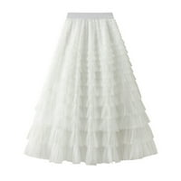 Ženska retro mreža Pola suknja suknja velike veličine A-line Visoki struk suknja pompozna duga suknja